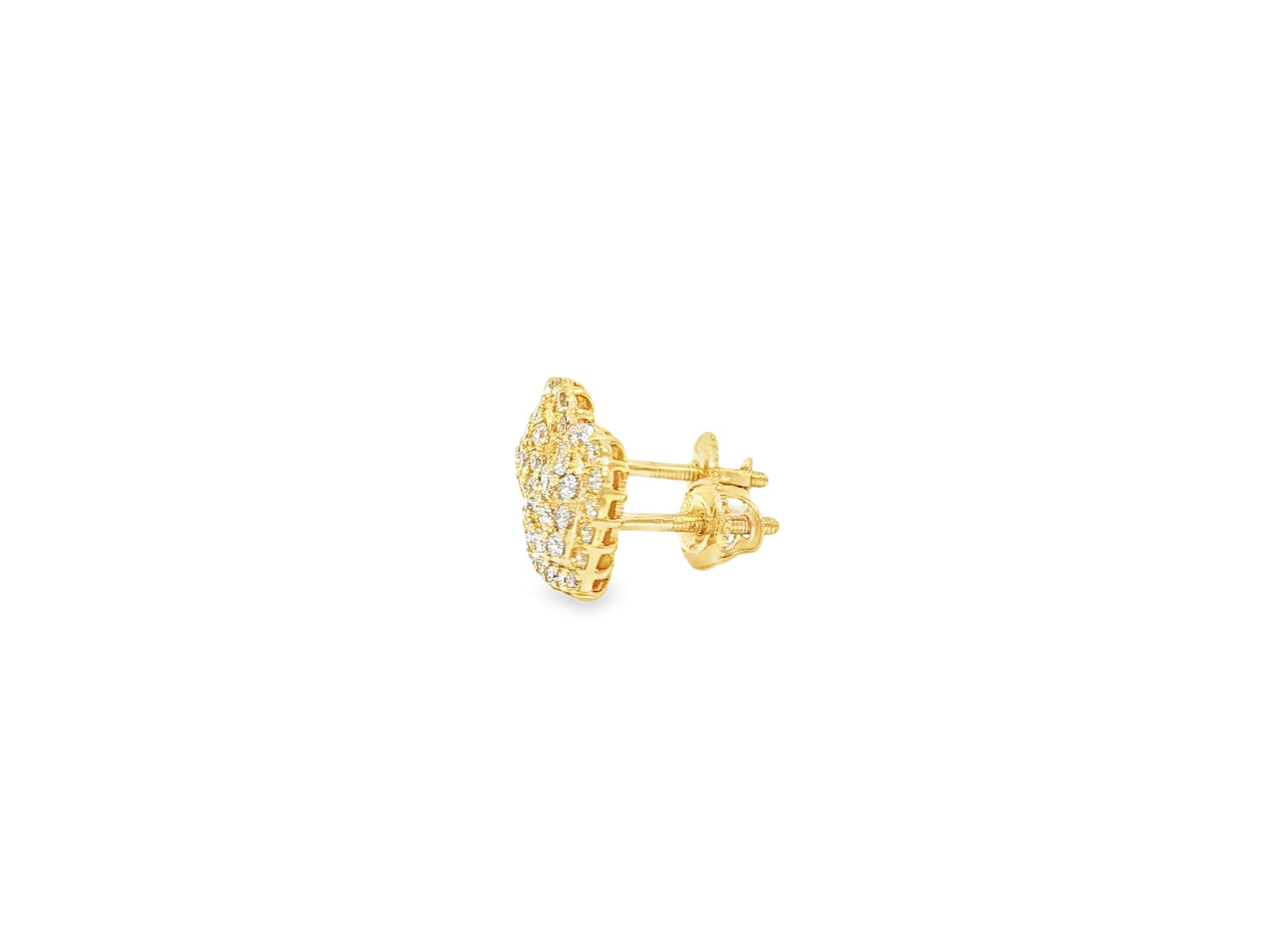 10k Gold Diamond Heart - Shaped Stud Earrings with Round Cut Pave Design 0.49ct - AVI THE JEWELER