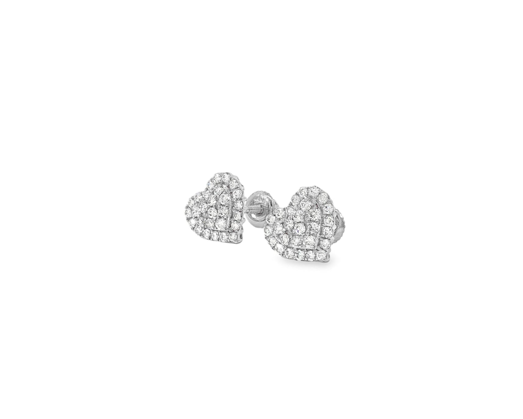 10k Gold Diamond Heart - Shaped Stud Earrings with Round Cut Pave Design 0.49ct - AVI THE JEWELER