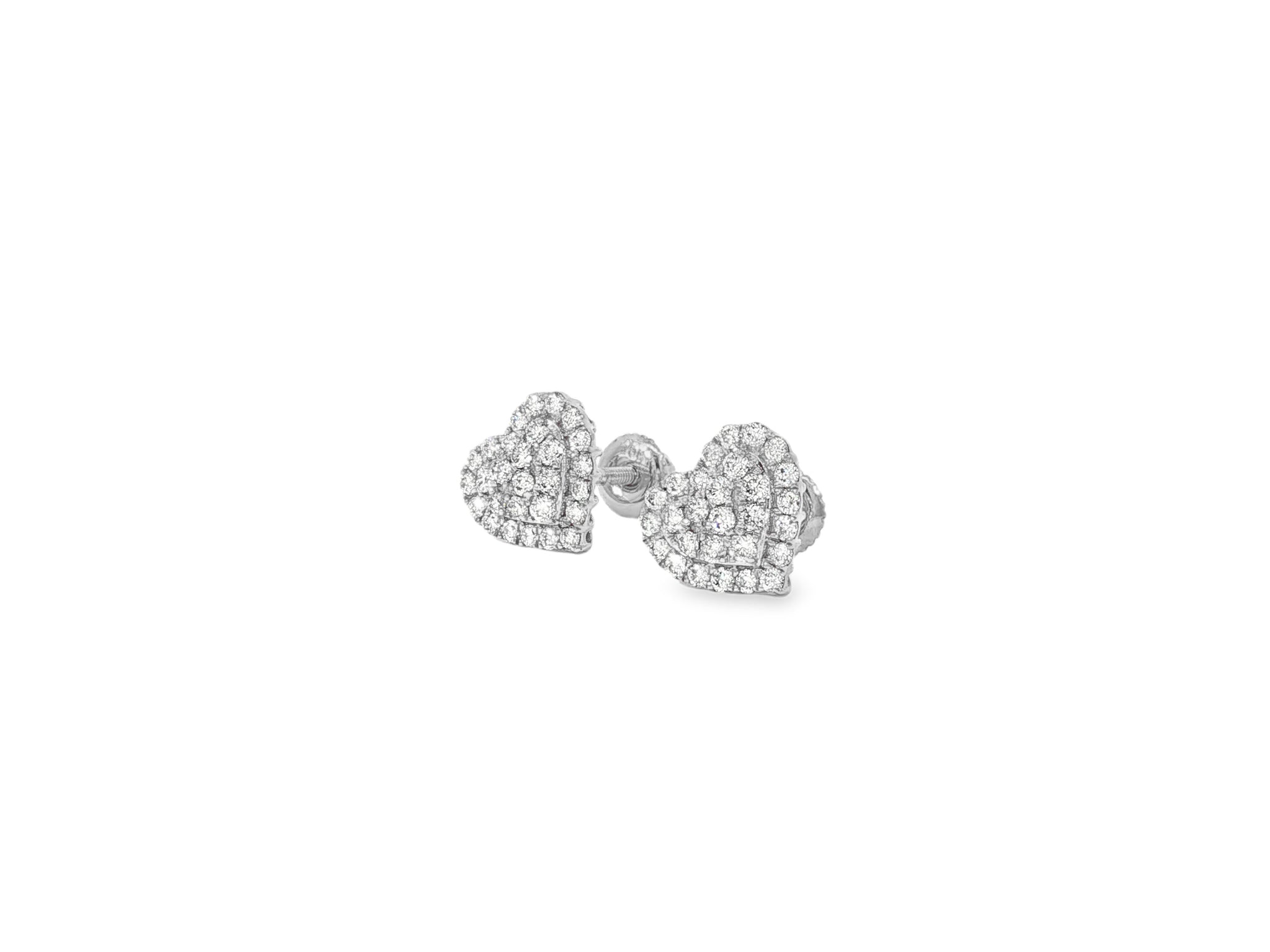 10k Gold Diamond Heart - Shaped Stud Earrings with Round Cut Pave Design 0.49ct - AVI THE JEWELER