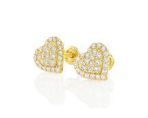 10k Gold Diamond Heart-Shaped Stud Earrings with Round Cut Pave Design 0.49ct