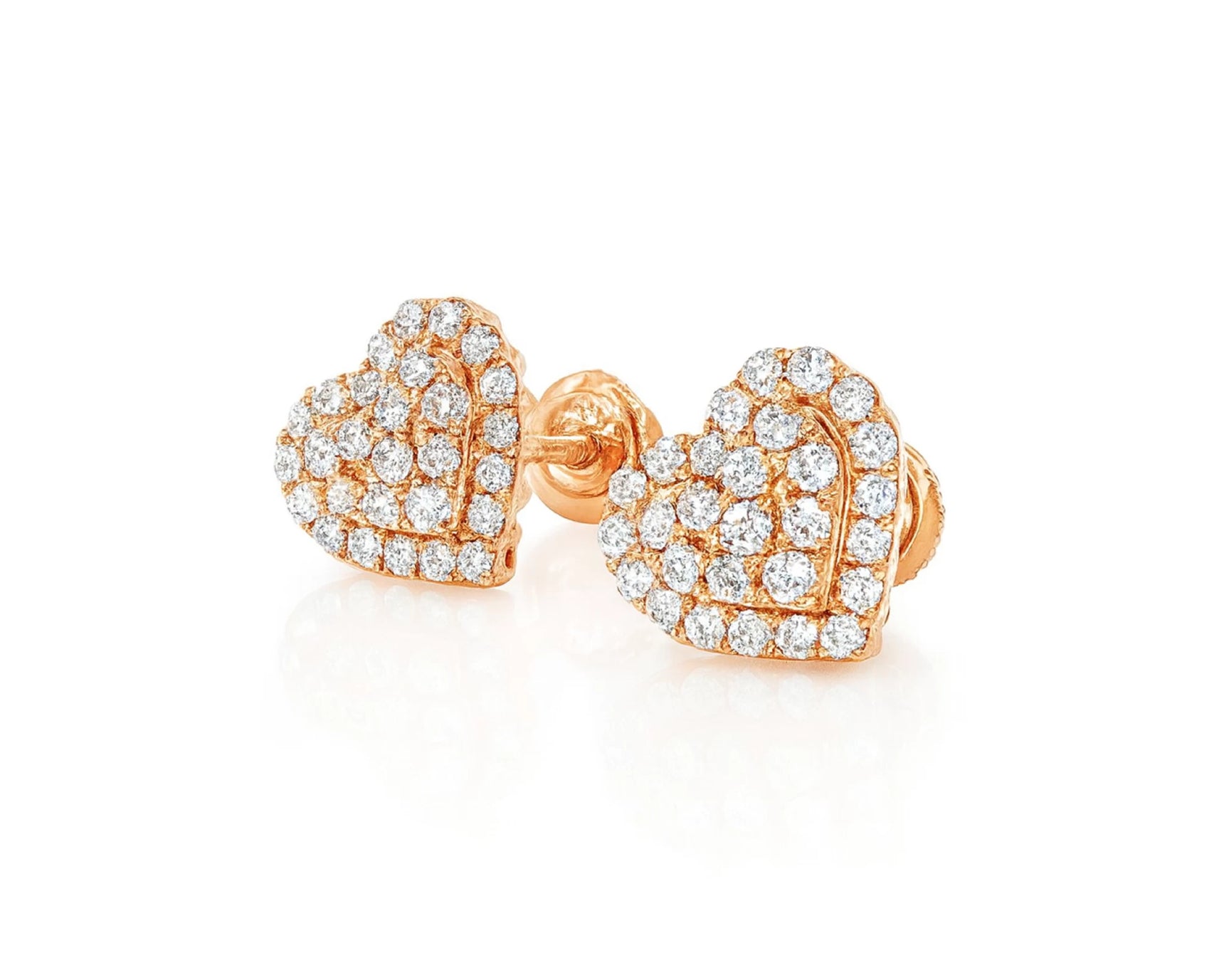 10k Gold Diamond Heart-Shaped Stud Earrings with Round Cut Pave Design 0.49ct – lifestyle 3791