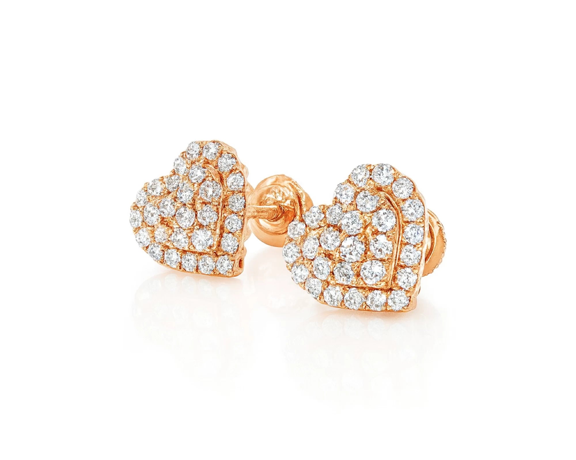 10k Gold Diamond Heart-Shaped Stud Earrings with Round Cut Pave Design 0.49ct – lifestyle 3791