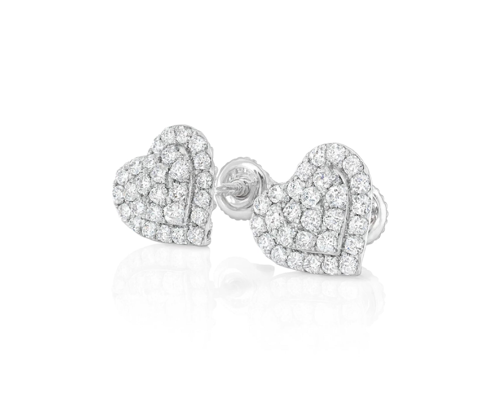 10k Gold Diamond Heart-Shaped Stud Earrings with Round Cut Pave Design 0.49ct – lifestyle 3792