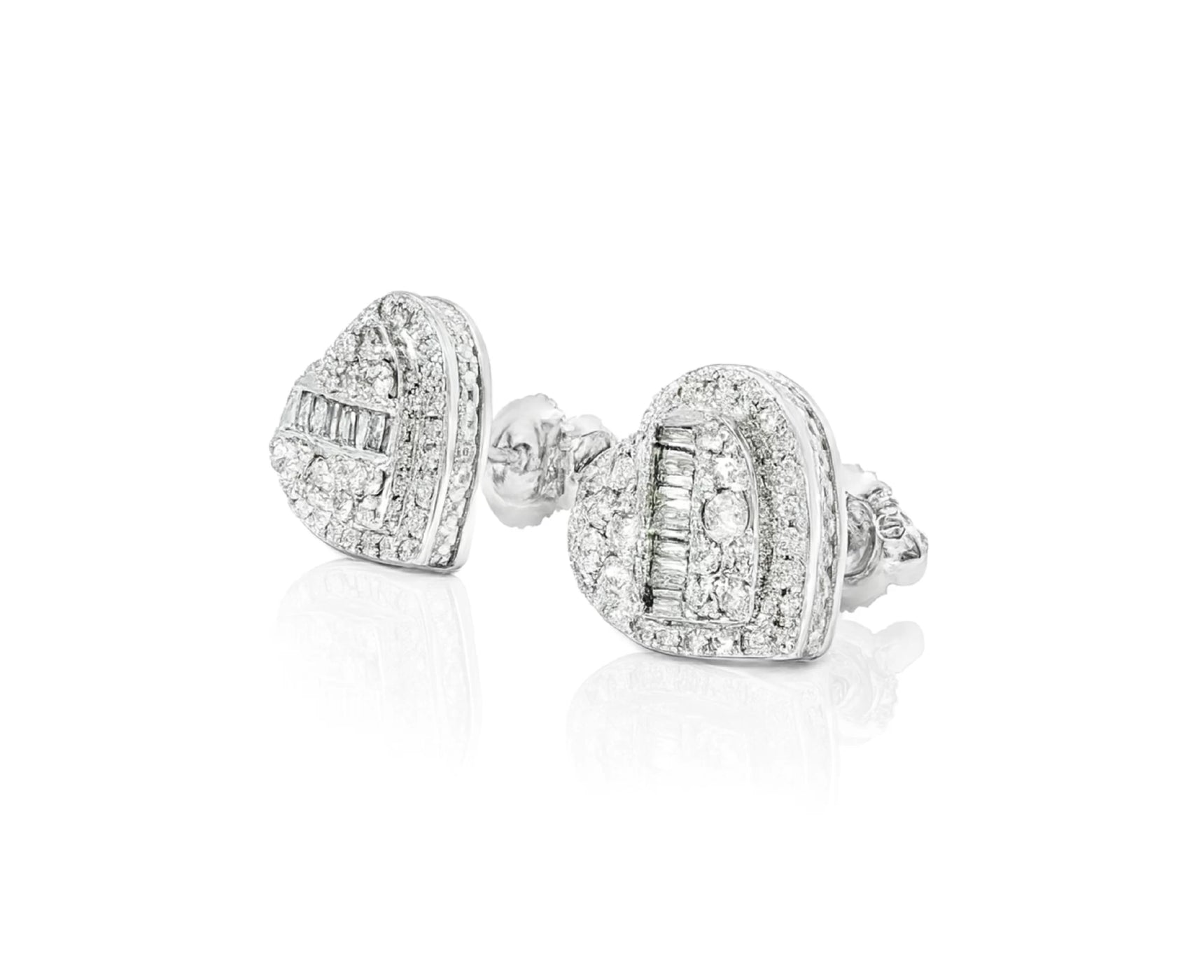 10K Gold Diamond Heart Stud Earrings with Baguette Accents 0.50 CT – lifestyle 3620