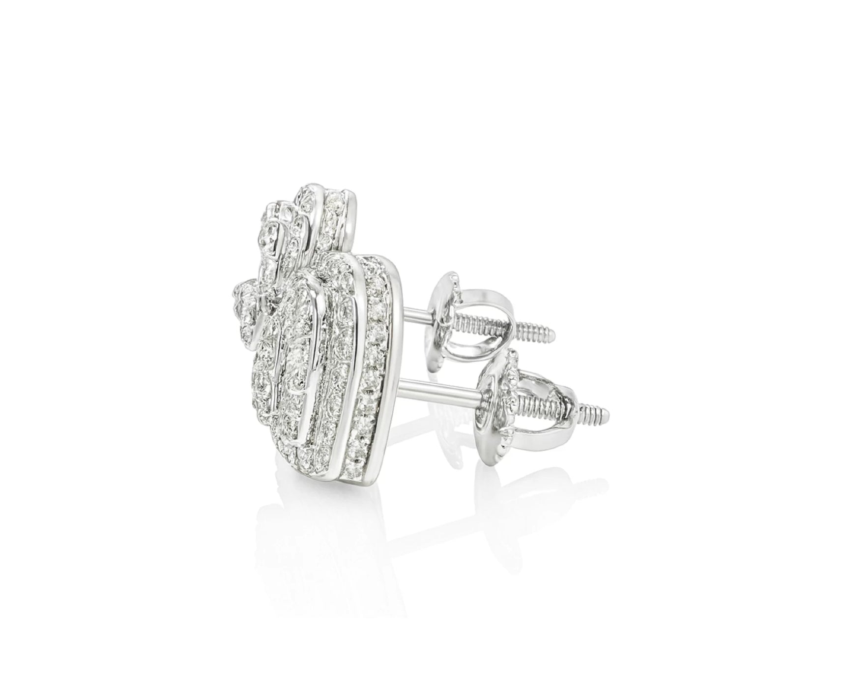 10K Gold Diamond Heart Stud Earrings with Baguette Accents 0.50 CT – lifestyle 3621
