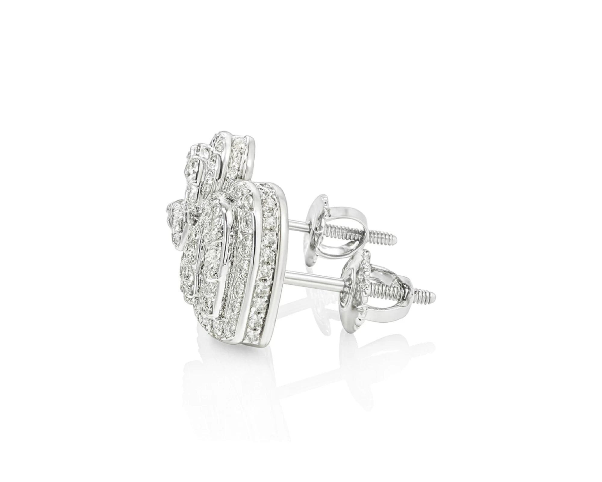 10K Gold Diamond Heart Stud Earrings with Baguette Accents 0.50 CT – lifestyle 3621