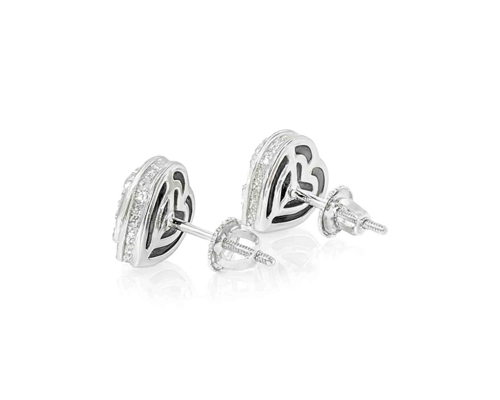 10K Gold Diamond Heart Stud Earrings with Baguette Accents 0.50 CT – lifestyle 3622