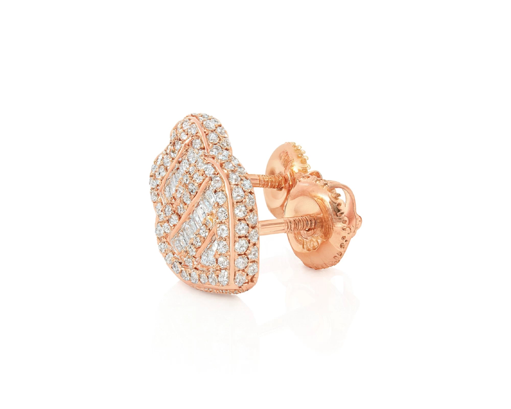 10K Gold Diamond Heart Stud Earrings with Baguette & Round Pavé 0.66ct – lifestyle 3279
