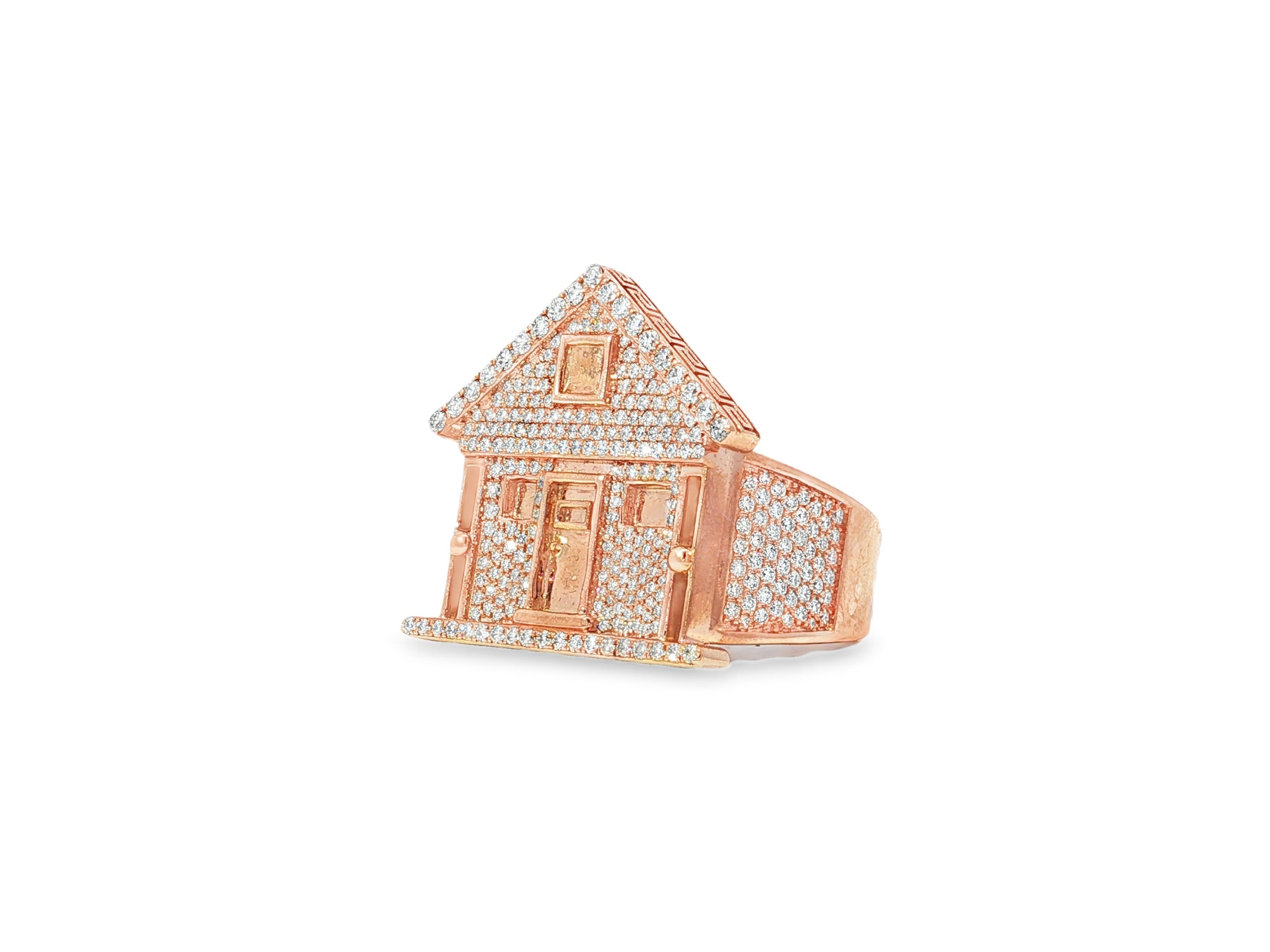 10k Gold Diamond House - Shaped Ring with Round Cut Accents 2.25ct - AVI THE JEWELER