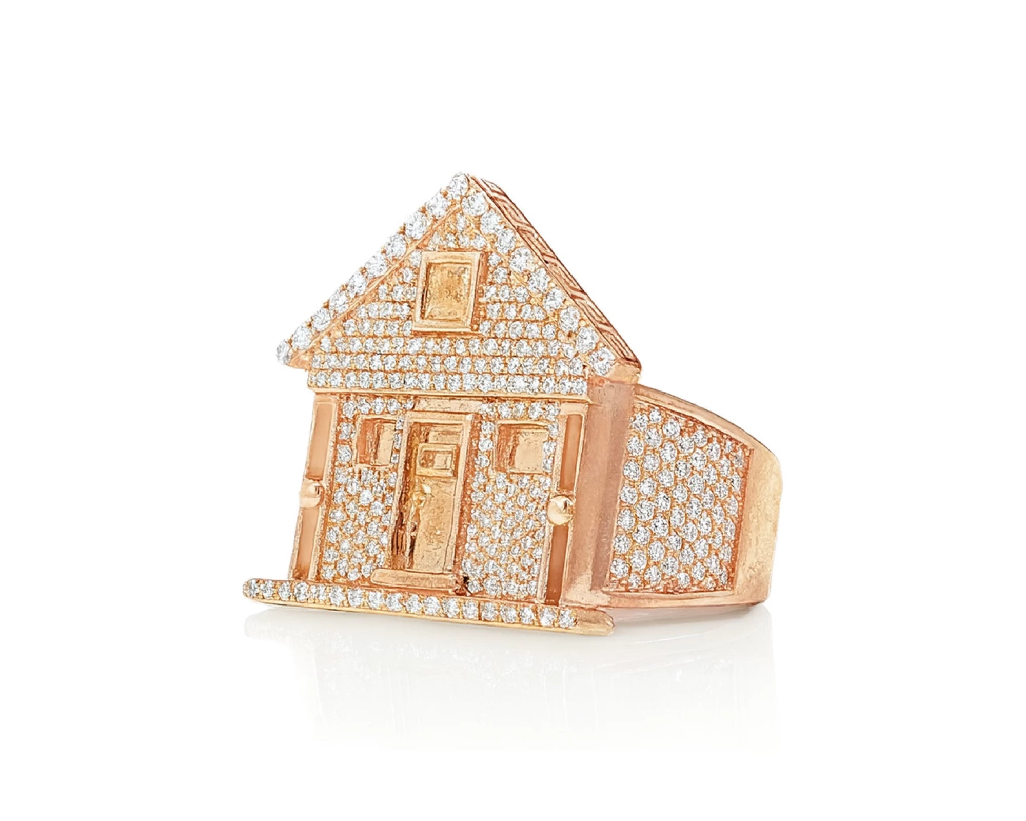 10k Gold Diamond House-Shaped Ring with Round Cut Accents 2.25ct – lifestyle 543