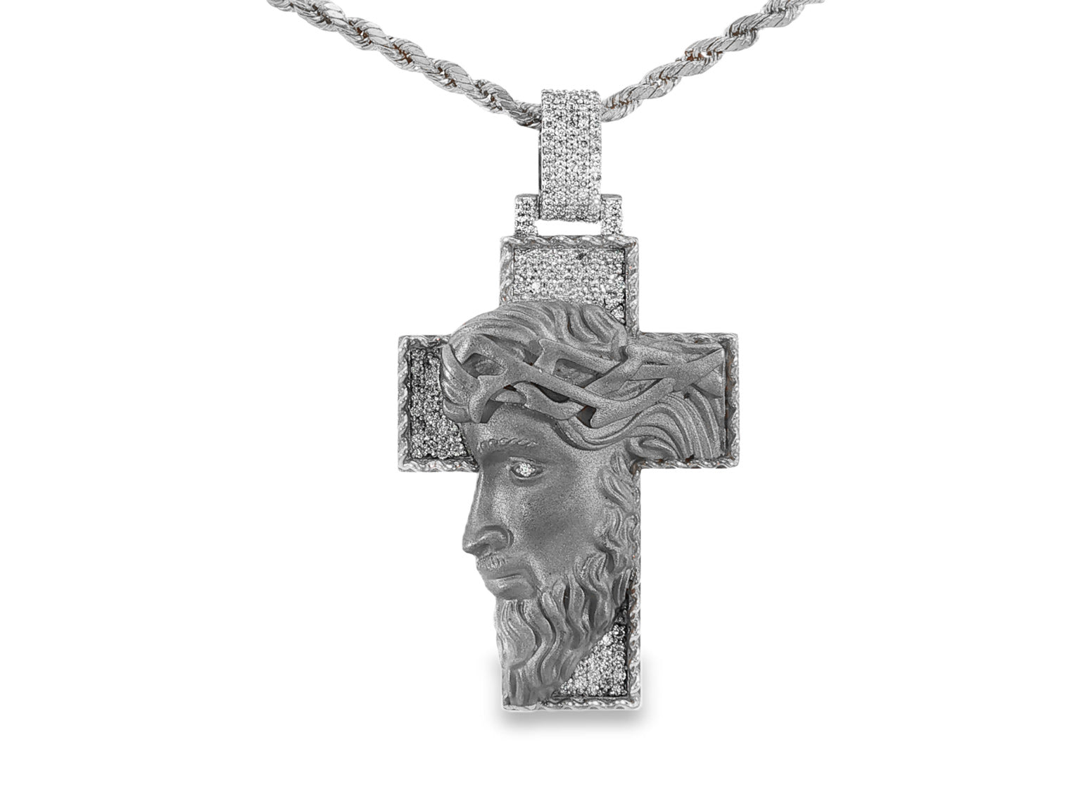10k Gold Diamond Jesus Cross Pendant with Round Accents 1.27ct - AVI THE JEWELER