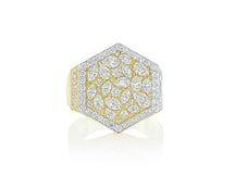 10k Gold Diamond Men's Hexagon Cluster Ring with Pavé Halo 3.80ct