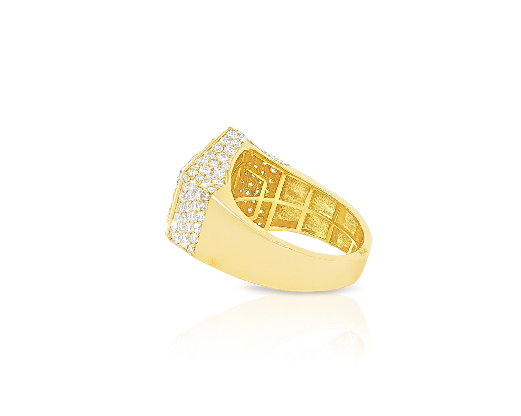 10k Gold Diamond Men's Hexagon Cluster Ring with Pavé Halo 3.80ct – lifestyle 1123