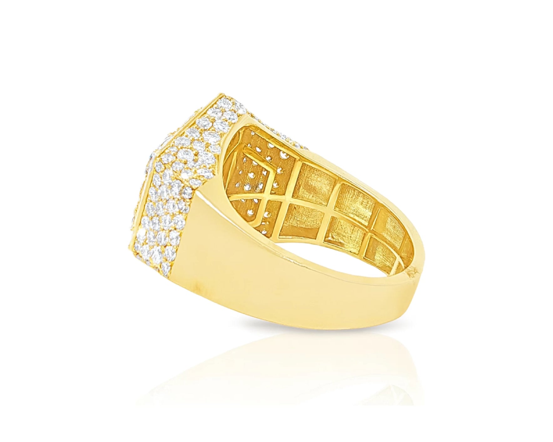 10k Gold Diamond Men's Hexagon Cluster Ring with Pavé Halo 3.80ct – lifestyle 1123
