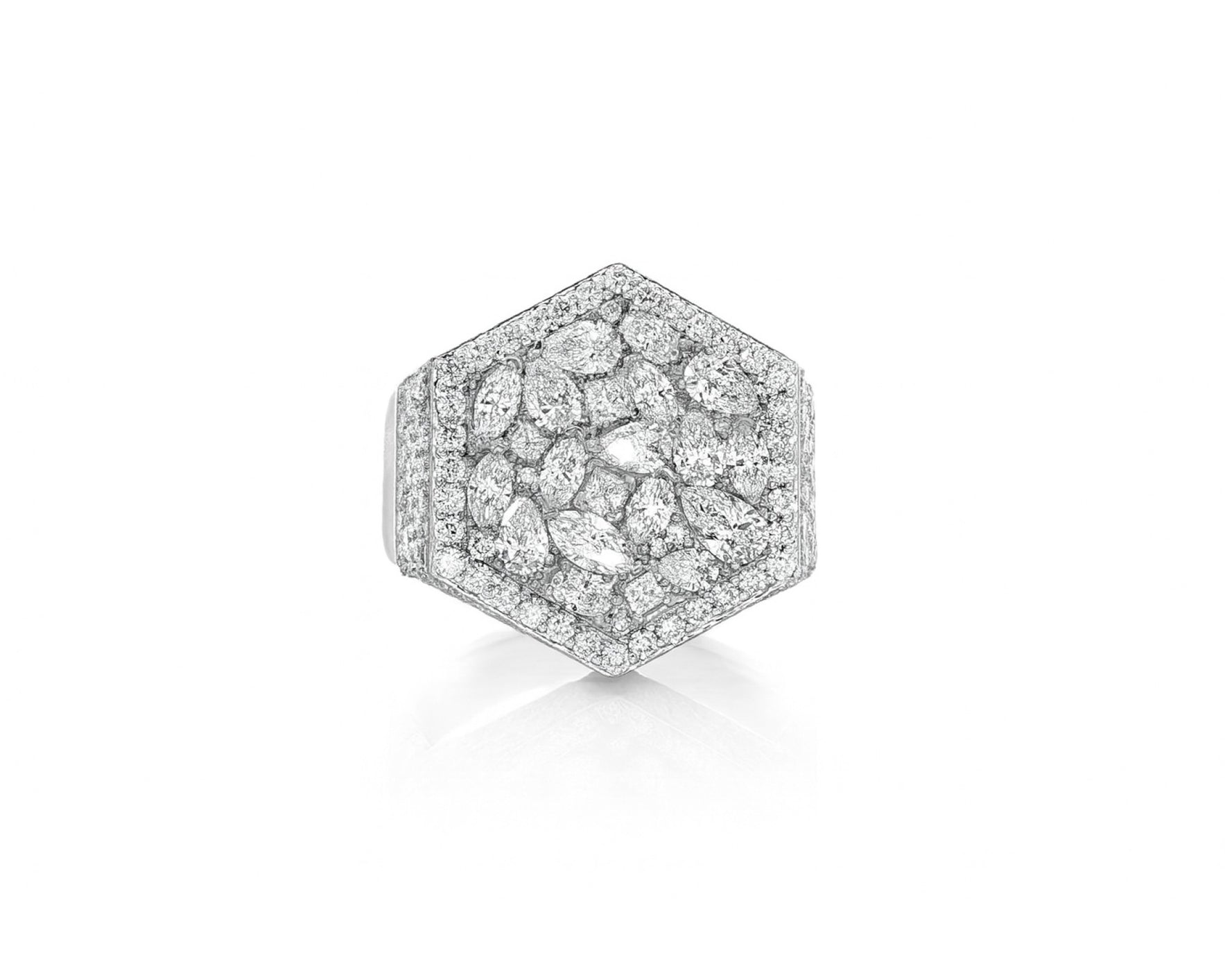 10k Gold Diamond Men's Hexagon Cluster Ring with Pavé Halo 3.80ct – lifestyle 1126