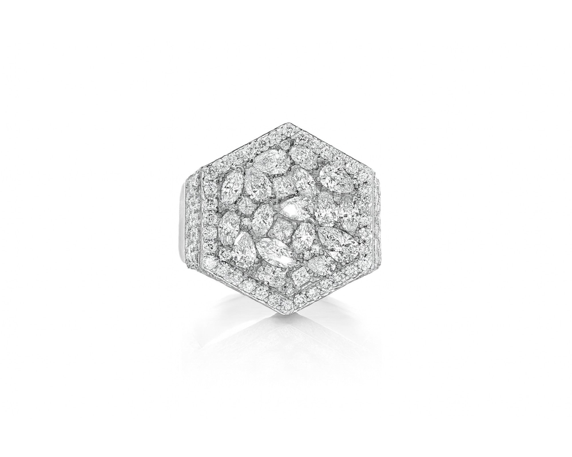 10k Gold Diamond Men's Hexagon Cluster Ring with Pavé Halo 3.80ct – lifestyle 1126