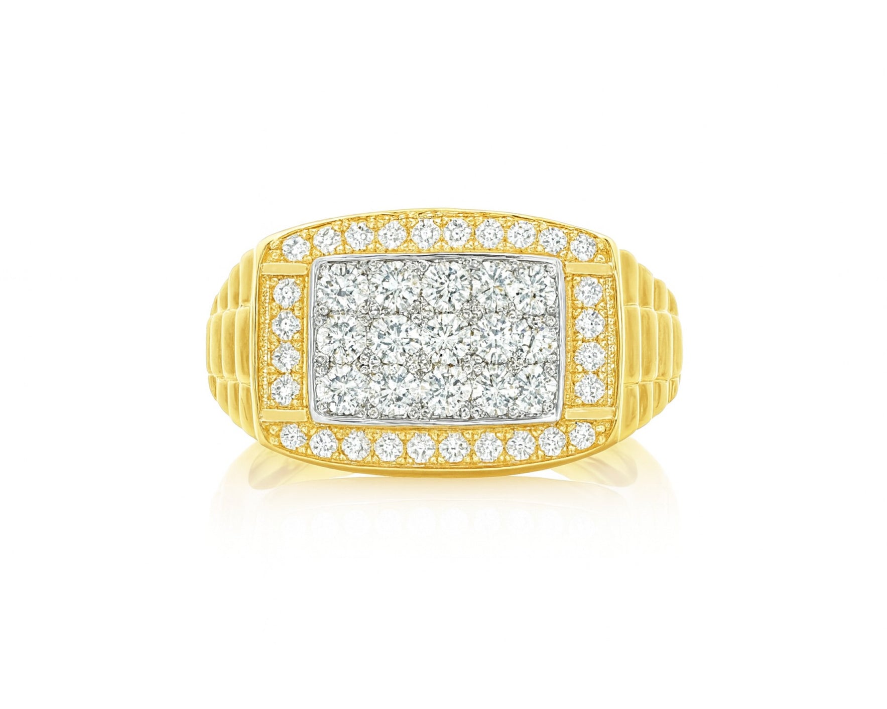 10K Gold Diamond Men’s Ring with Square Cluster Halo 1.00ct – lifestyle 1141