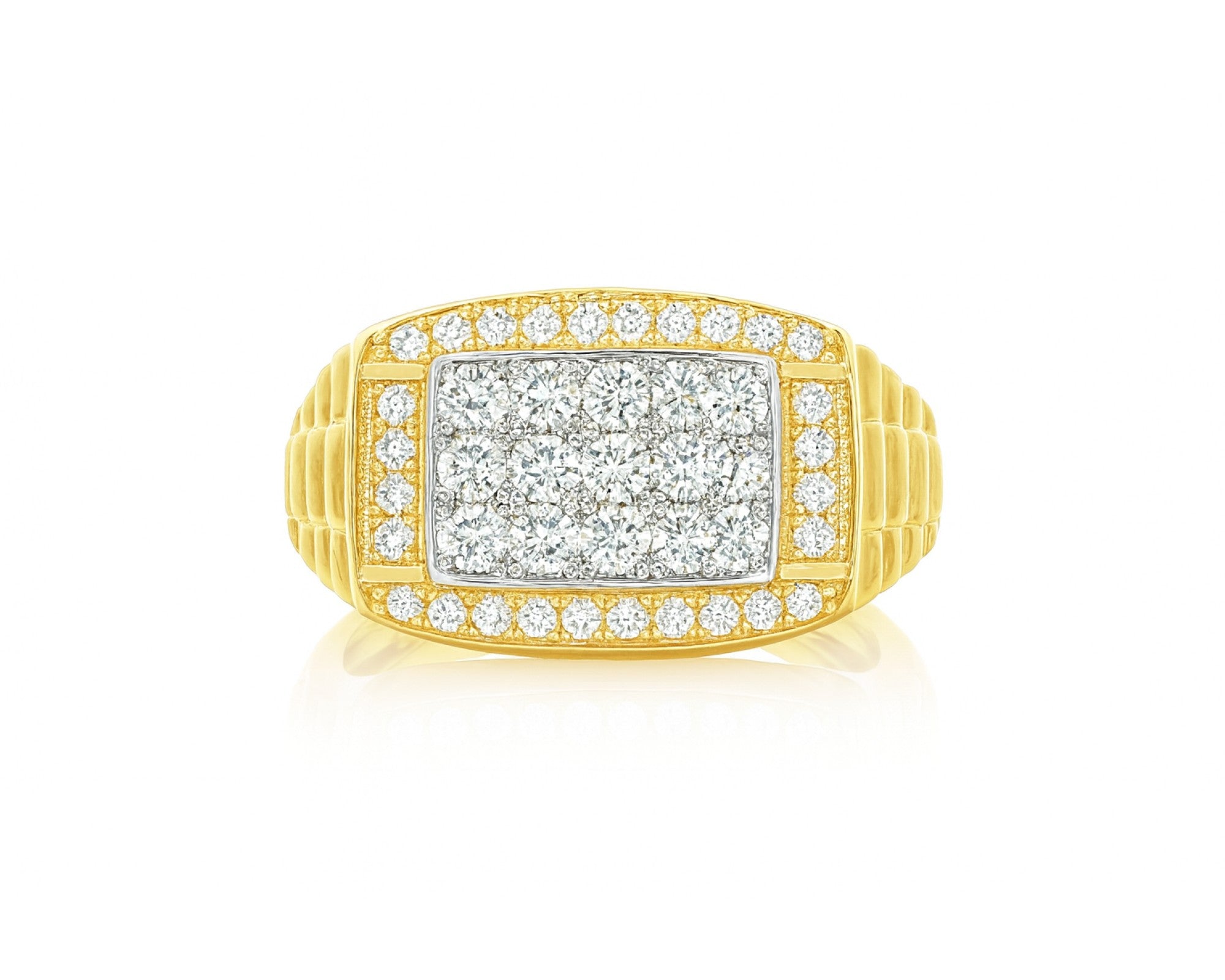 10K Gold Diamond Men’s Ring with Square Cluster Halo 1.00ct – lifestyle 1141