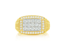 10K Gold Diamond Men’s Ring with Square Cluster Halo 1.00ct