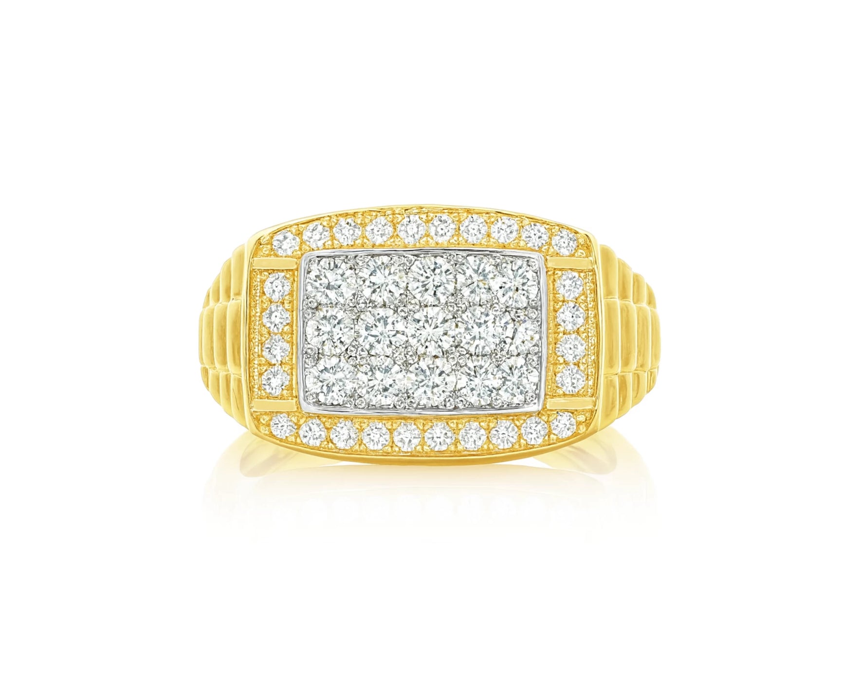 10K Gold Diamond Men’s Ring with Square Cluster Halo 1.00ct – lifestyle 1141