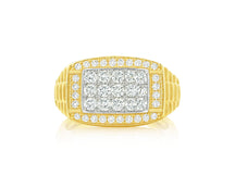 10K Gold Diamond Men’s Ring with Square Cluster Halo 1.00ct
