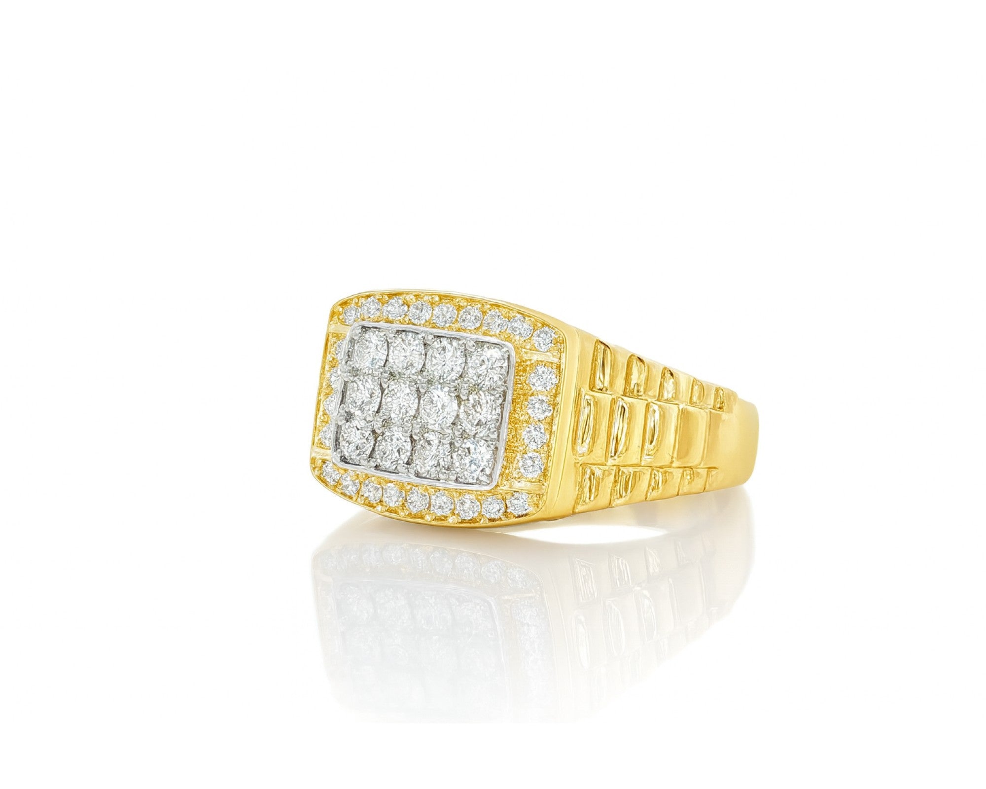 10K Gold Diamond Men’s Ring with Square Cluster Halo 1.00ct – lifestyle 1142