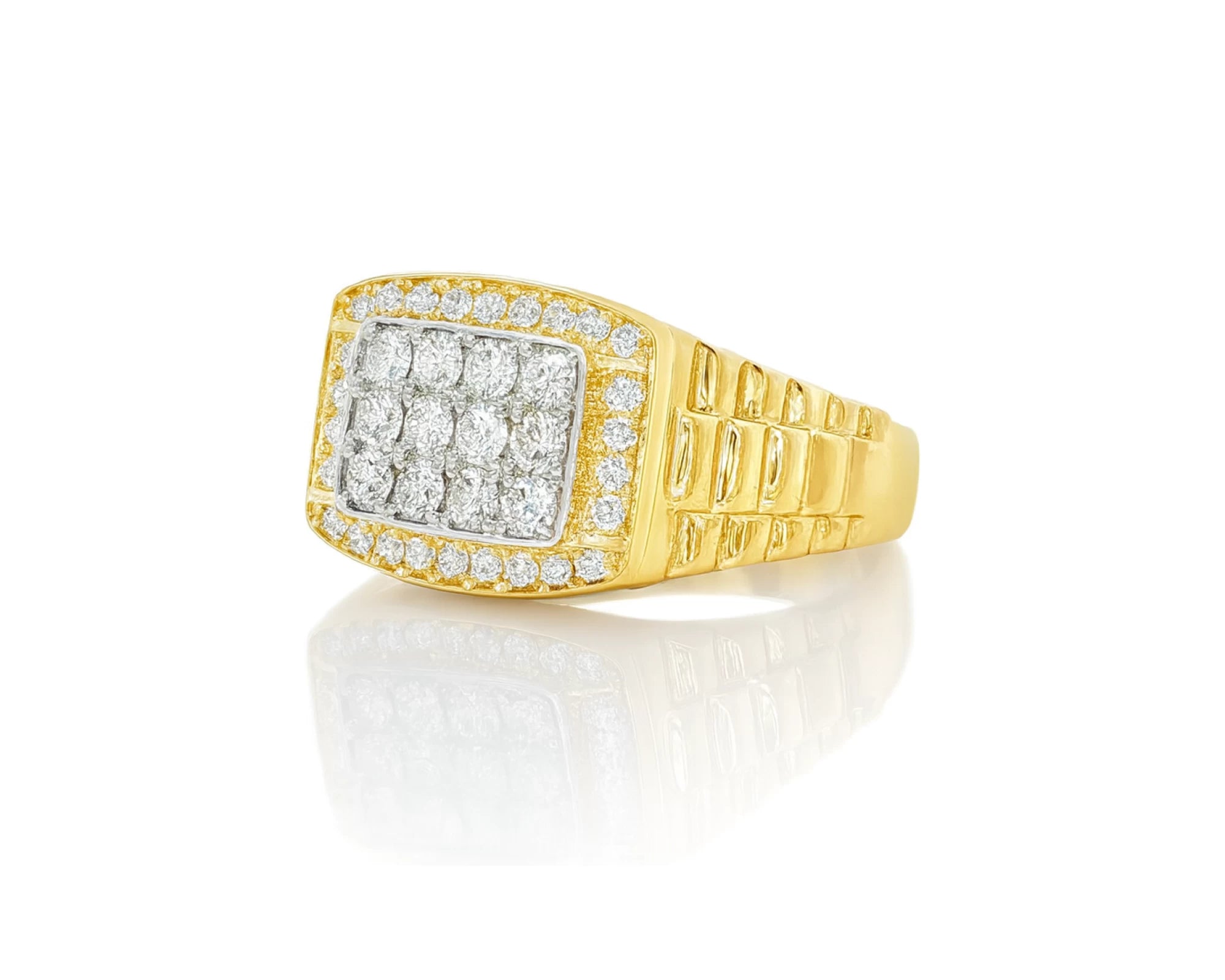 10K Gold Diamond Men’s Ring with Square Cluster Halo 1.00ct – lifestyle 1142