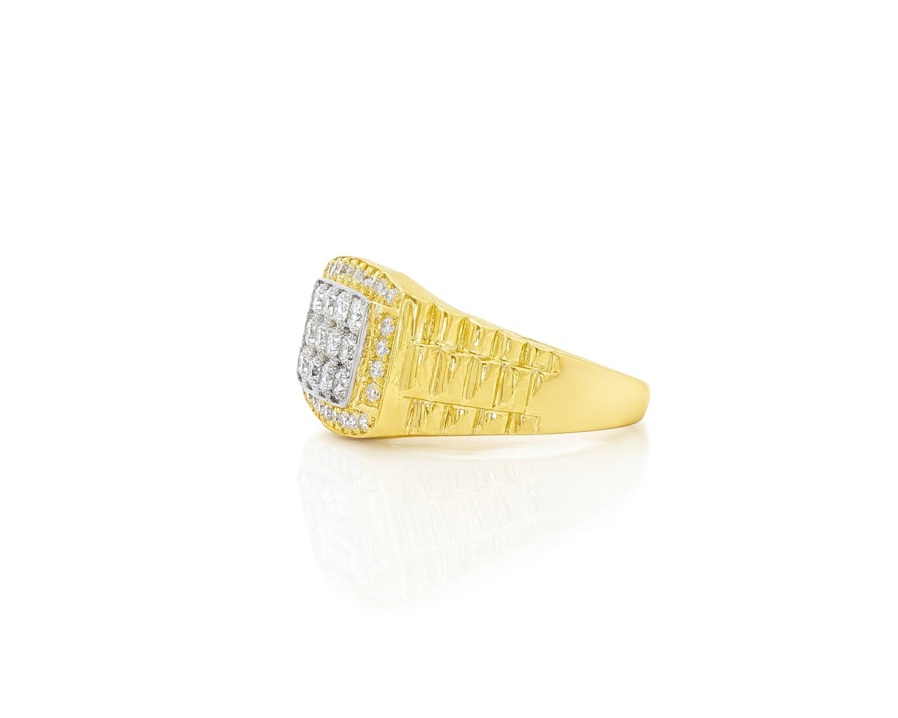 10K Gold Diamond Men’s Ring with Square Cluster Halo 1.00ct – lifestyle 1144