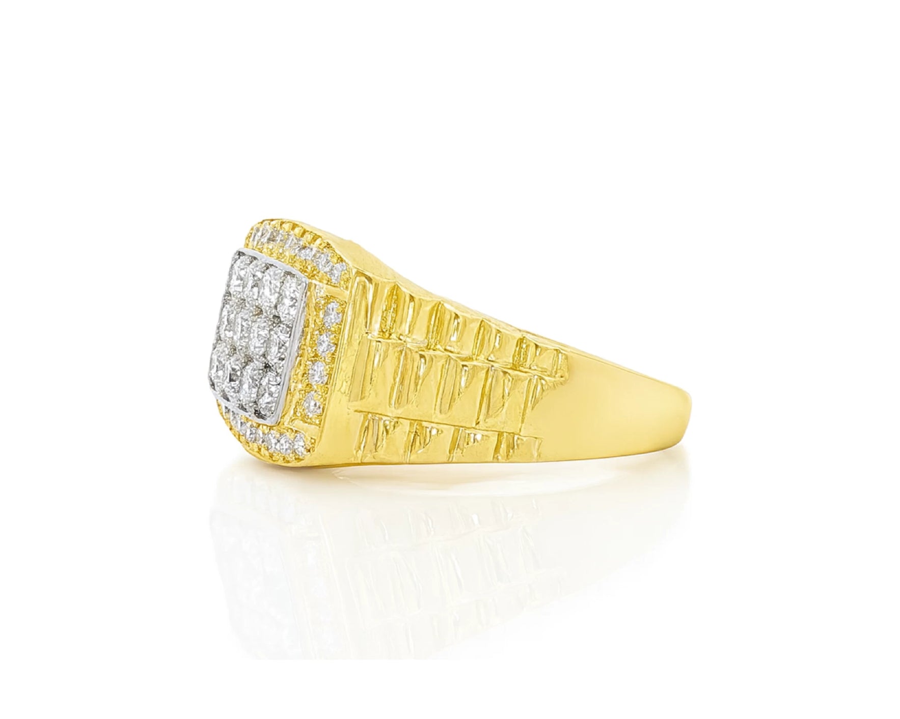 10K Gold Diamond Men’s Ring with Square Cluster Halo 1.00ct – lifestyle 1144