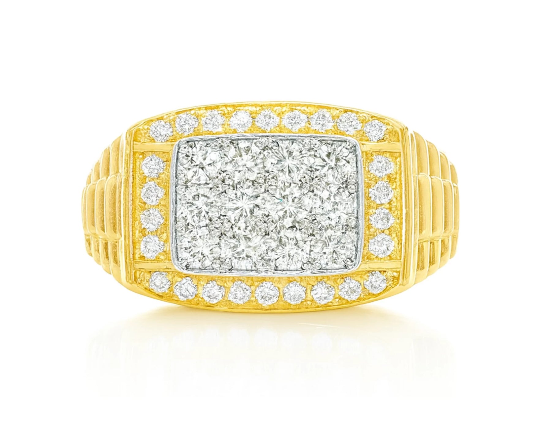 10K Gold Diamond Men’s Ring with Square Cluster Halo 1.00ct – lifestyle 1145