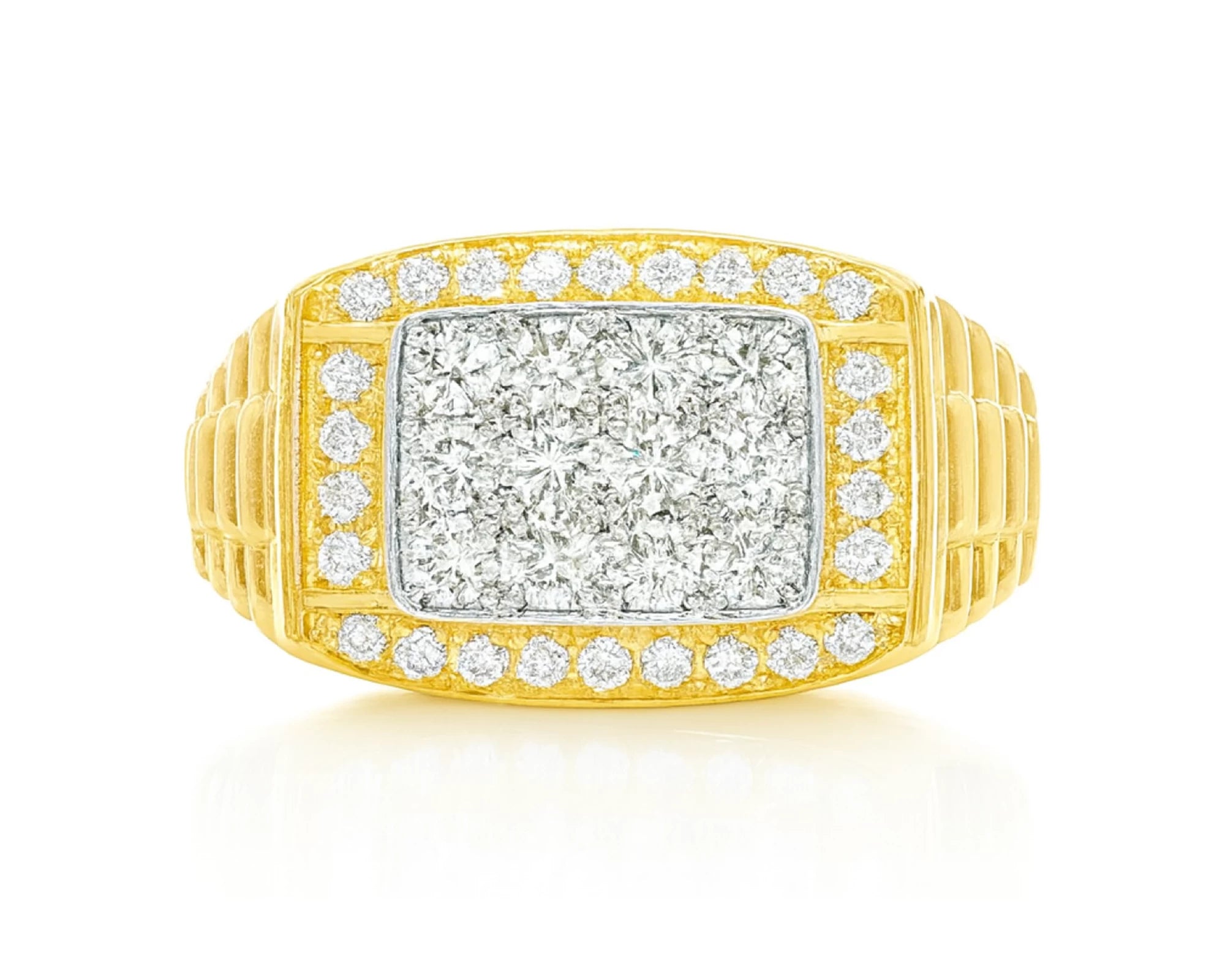 10K Gold Diamond Men’s Ring with Square Cluster Halo 1.00ct – lifestyle 1145