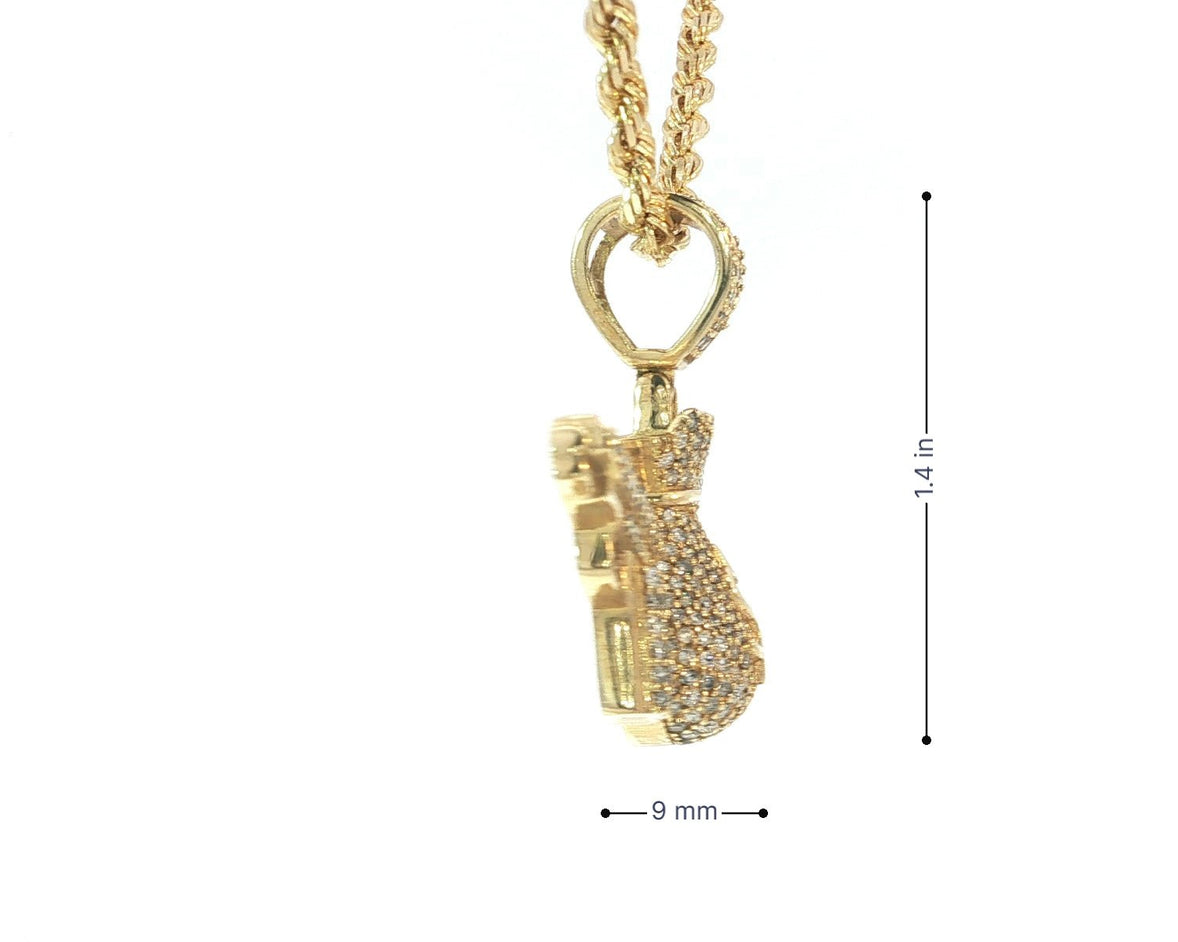 10k Gold Diamond Money Bag & Dual Gun Pendant with Round Accents 2.0ct - AVI THE JEWELER