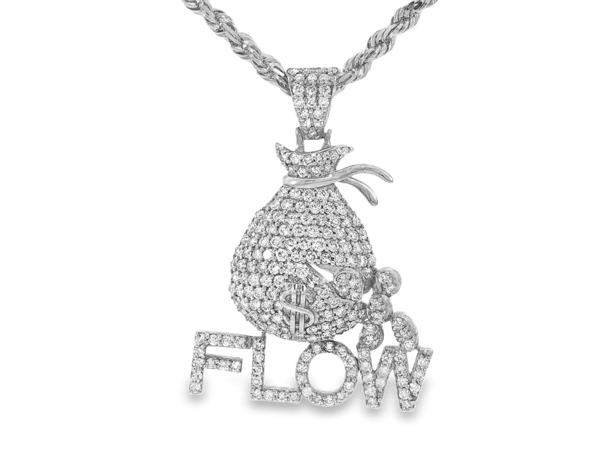 10k Gold Diamond Money Bag & “FLOW” Pendant with Round - Cut Accents 2.75ct - AVI THE JEWELER