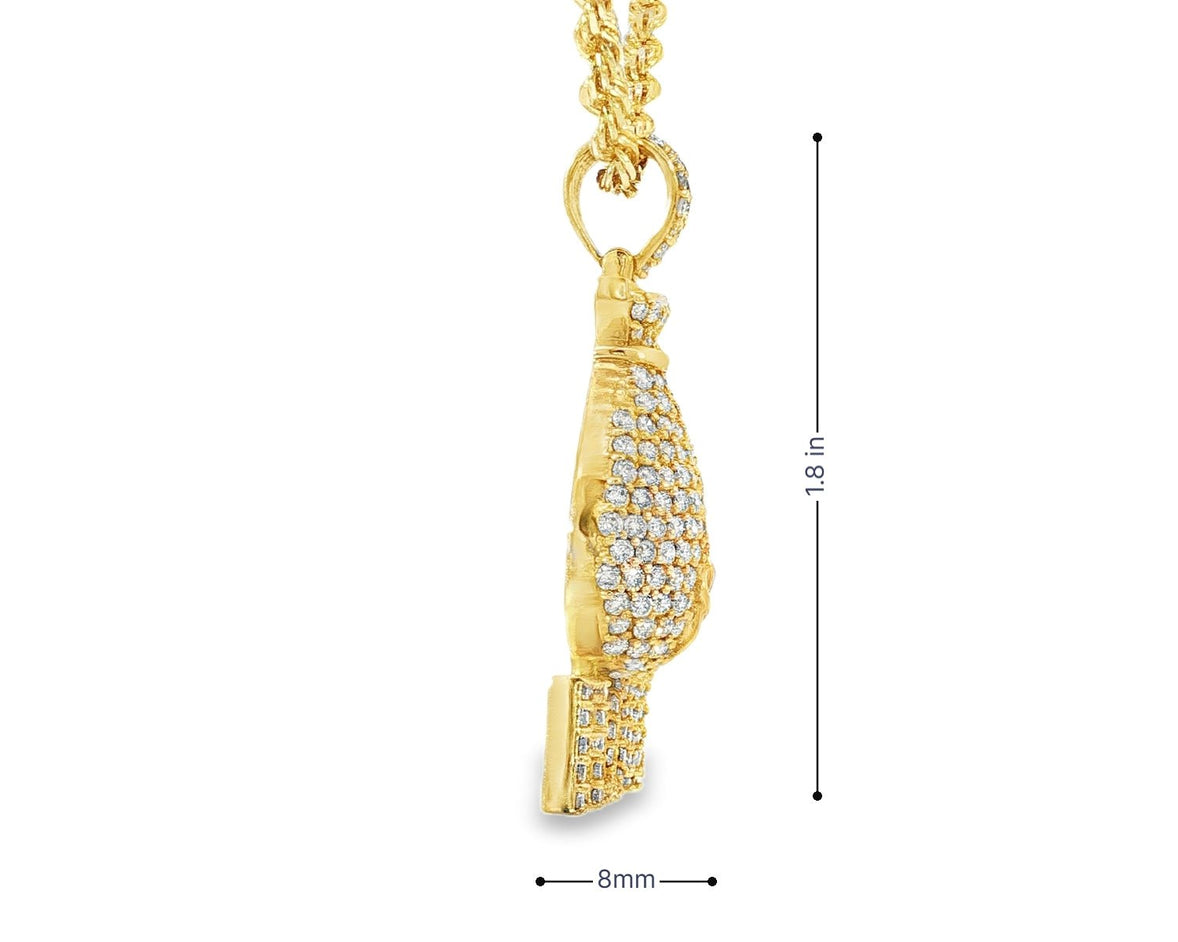 10k Gold Diamond Money Bag & “FLOW” Pendant with Round - Cut Accents 2.75ct - AVI THE JEWELER