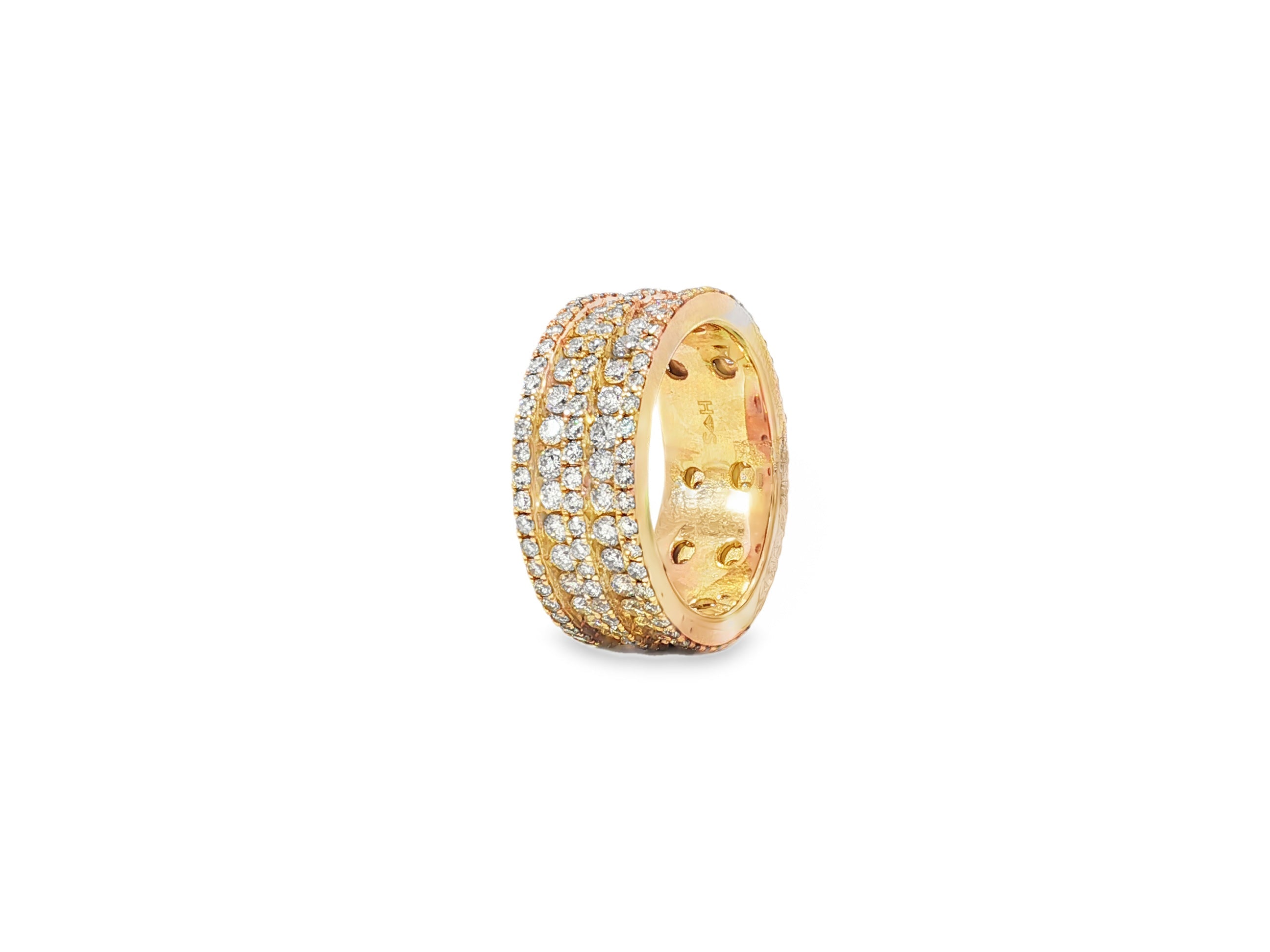 10k Gold Diamond Multi - Row Round - Cut Band Ring 4.00ct - AVI THE JEWELER