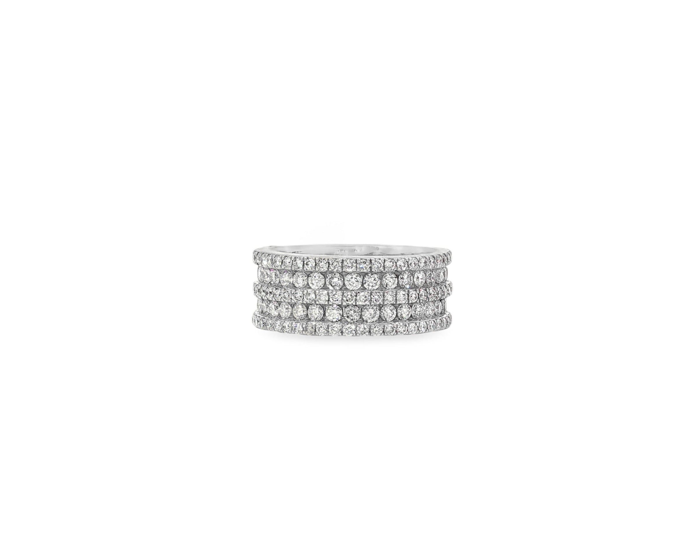 10k Gold Diamond Multi - Row Round - Cut Band Ring 4.00ct - AVI THE JEWELER
