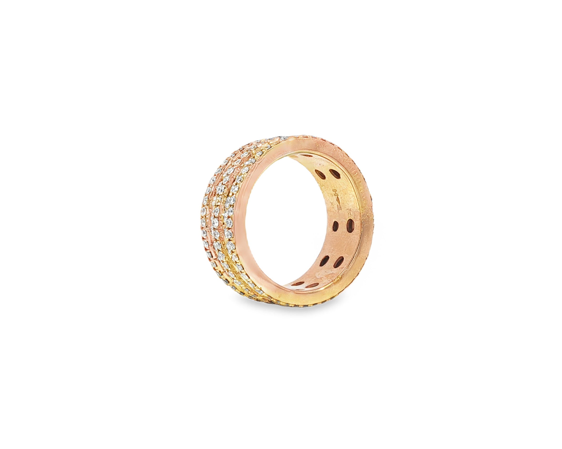 10k Gold Diamond Multi - Row Round - Cut Band Ring 4.00ct - AVI THE JEWELER