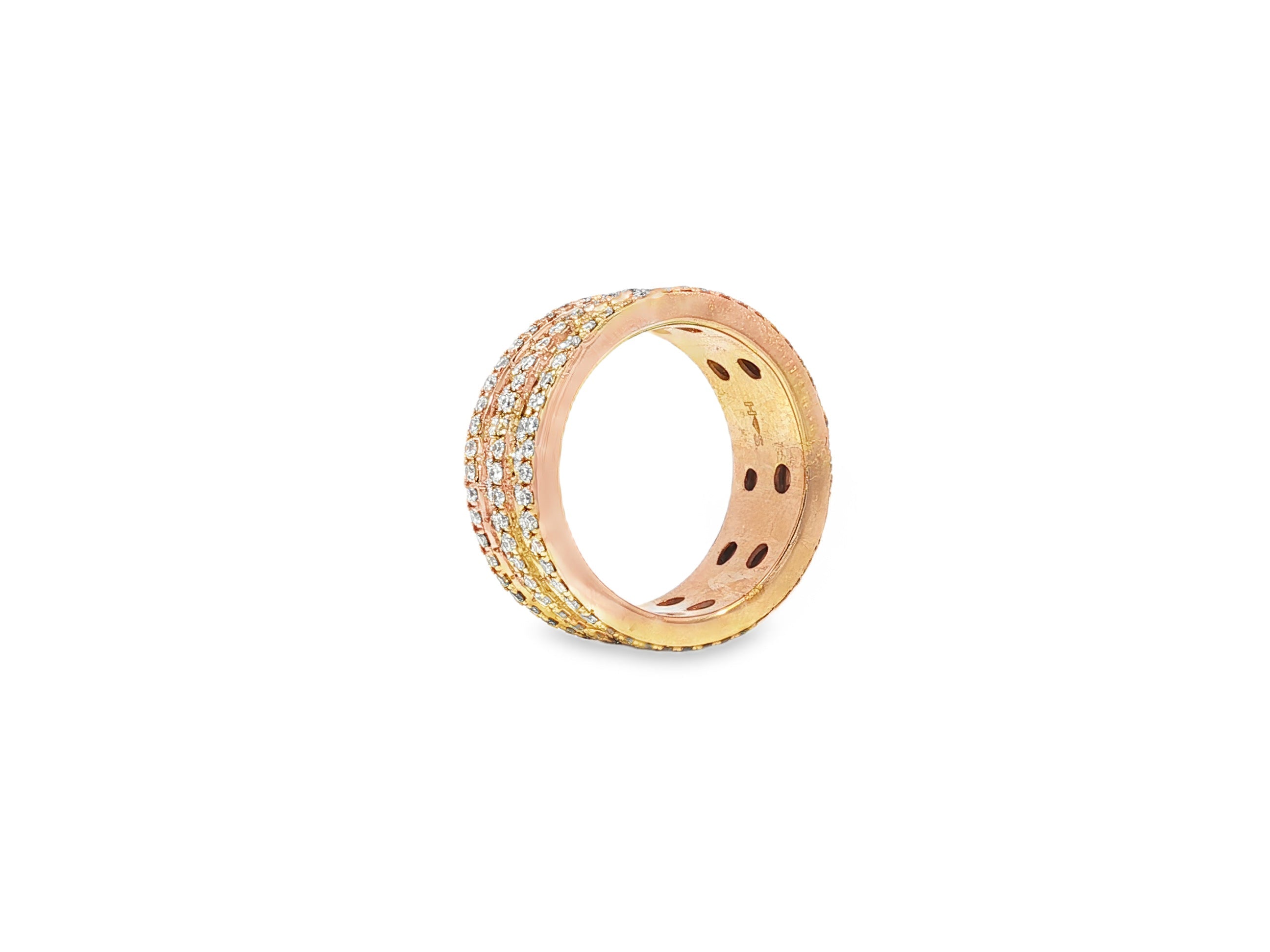 10k Gold Diamond Multi - Row Round - Cut Band Ring 4.00ct - AVI THE JEWELER