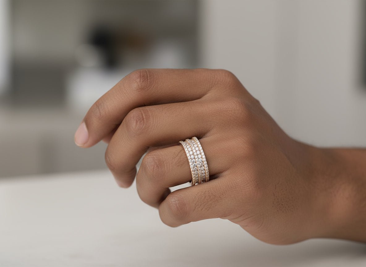 10k Gold Diamond Multi - Row Round - Cut Band Ring 4.00ct - AVI THE JEWELER