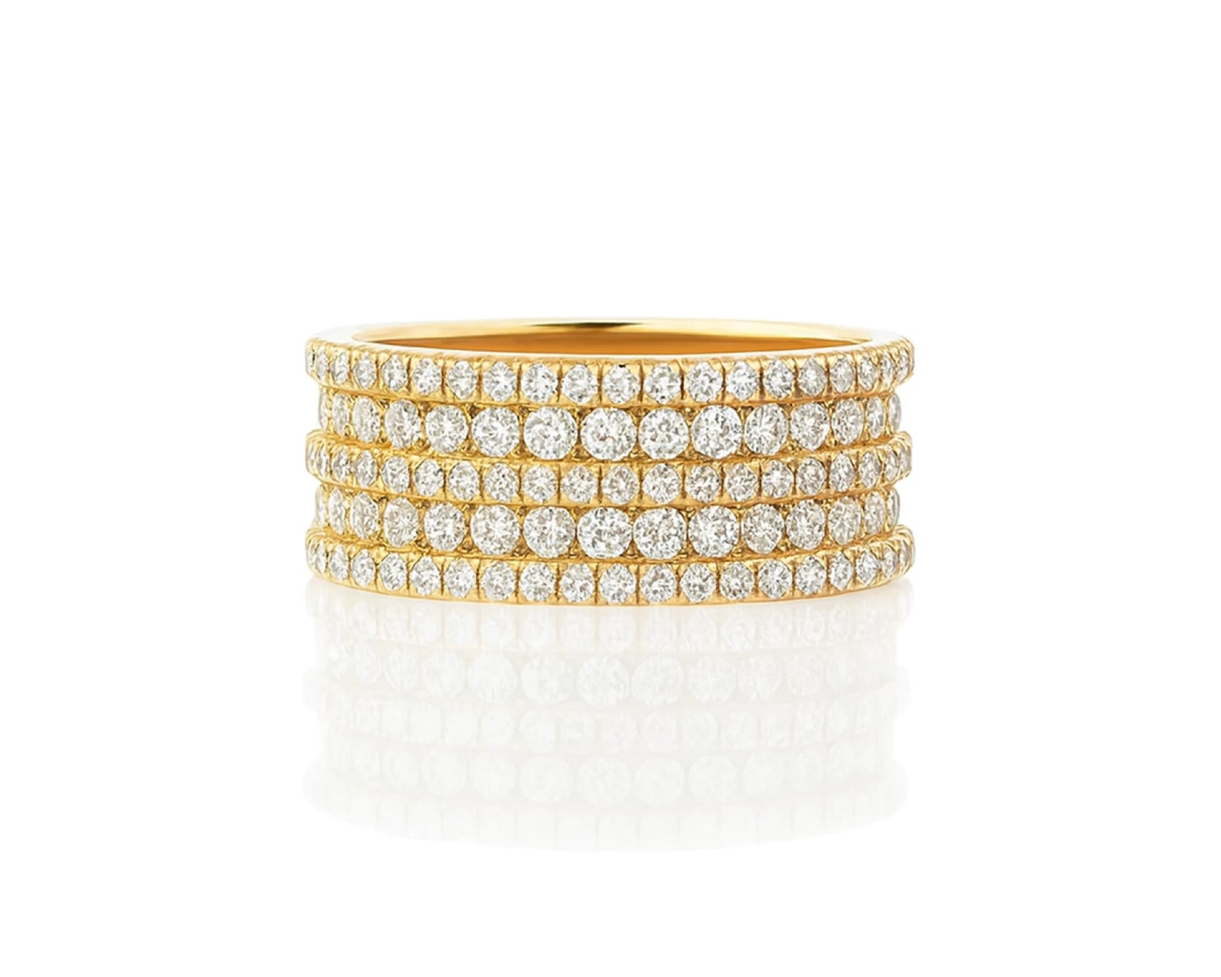 10k Gold Diamond Multi-Row Round-Cut Band Ring 4.00ct – lifestyle 1556