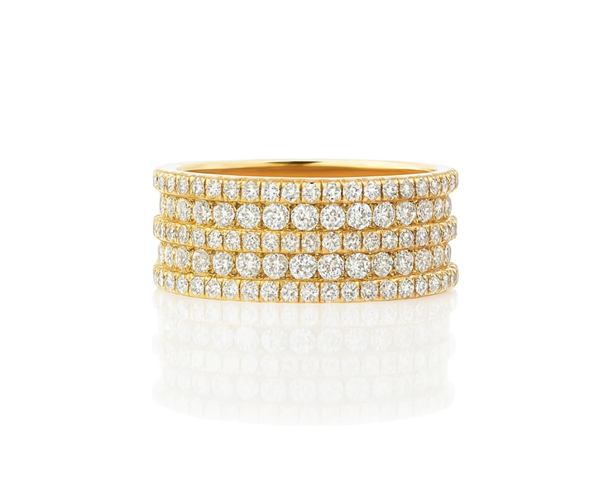 10k Gold Diamond Multi-Row Round-Cut Band Ring 4.00ct – lifestyle 1556