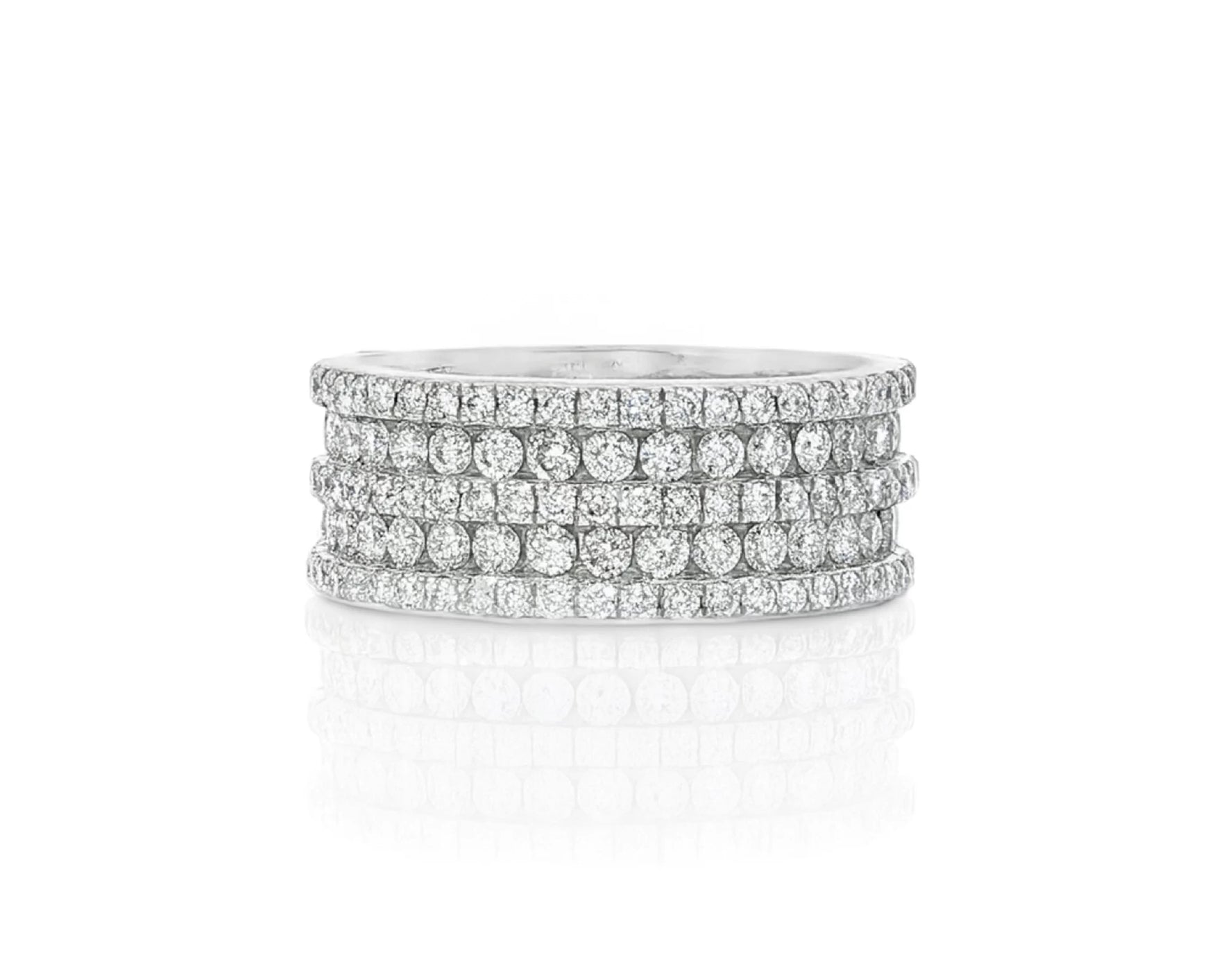 10k Gold Diamond Multi-Row Round-Cut Band Ring 4.00ct – lifestyle 1557