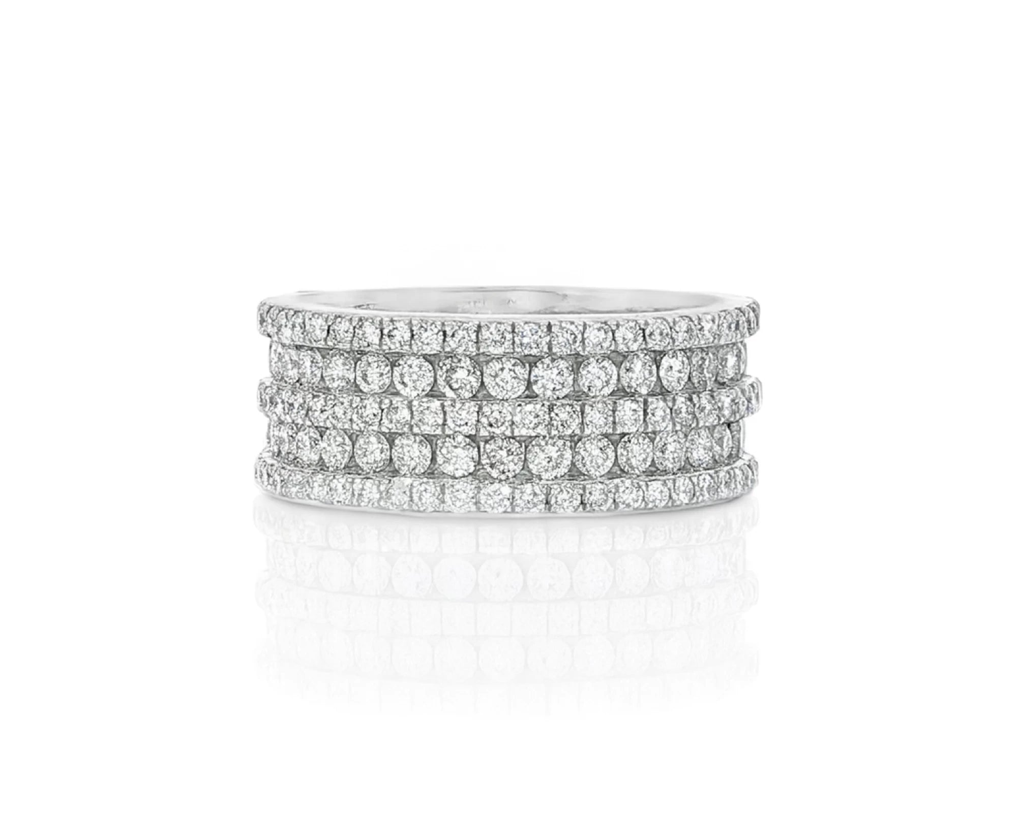 10k Gold Diamond Multi-Row Round-Cut Band Ring 4.00ct – lifestyle 1557