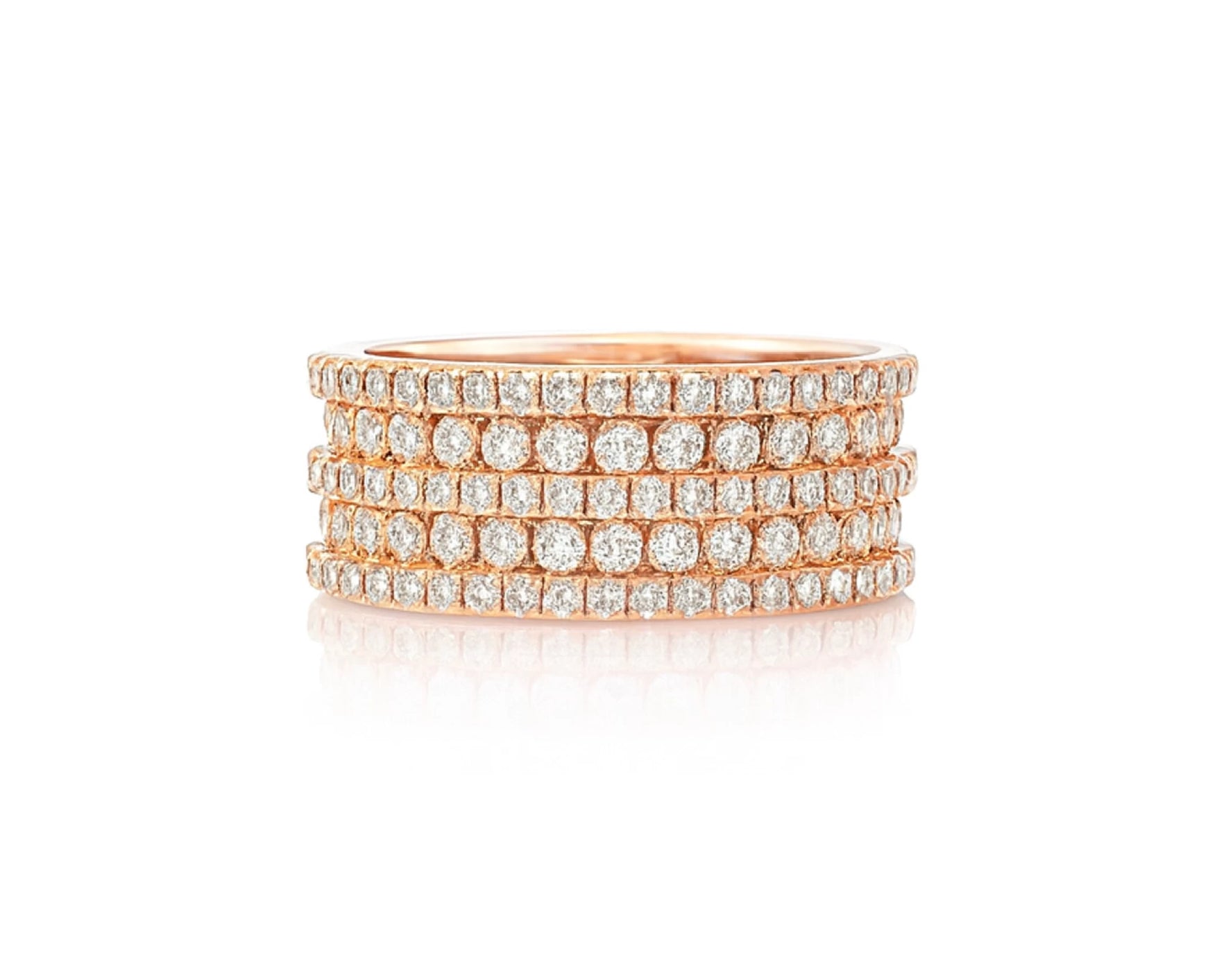10k Gold Diamond Multi-Row Round-Cut Band Ring 4.00ct – lifestyle 1590