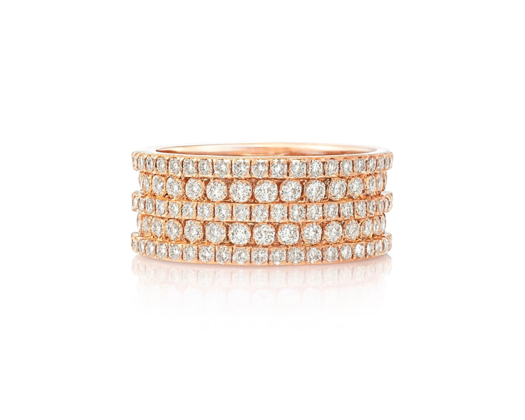 10k Gold Diamond Multi-Row Round-Cut Band Ring 4.00ct – lifestyle 1590