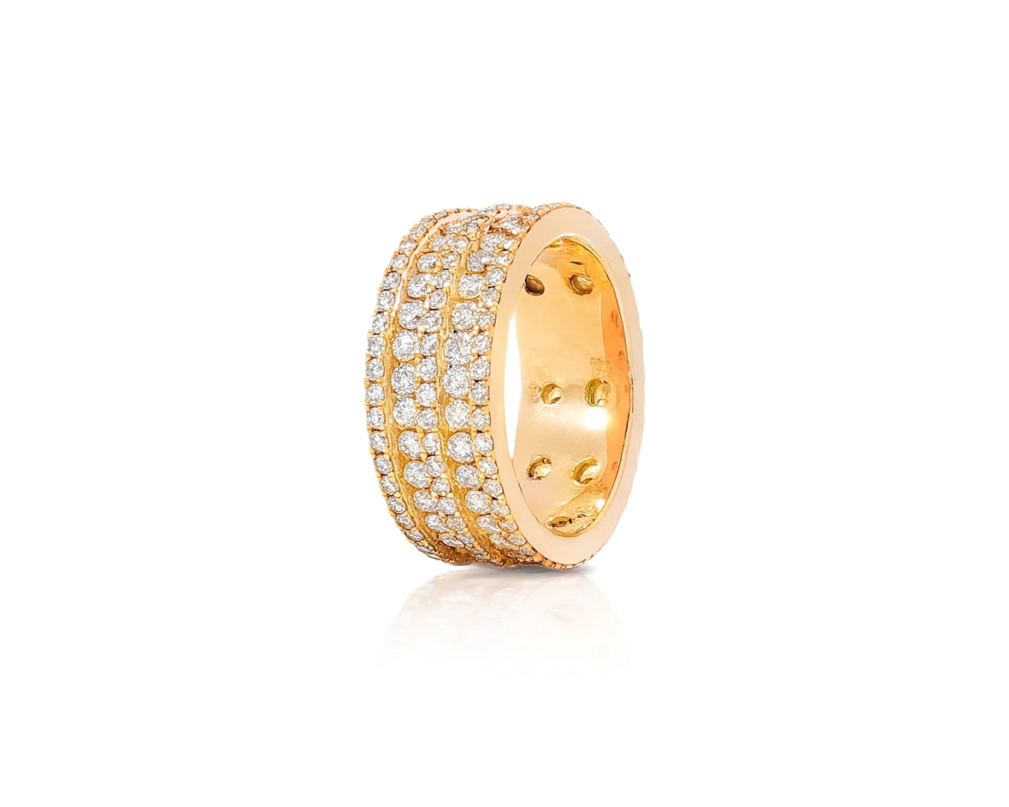 10k Gold Diamond Multi-Row Round-Cut Band Ring 4.00ct – lifestyle 1591