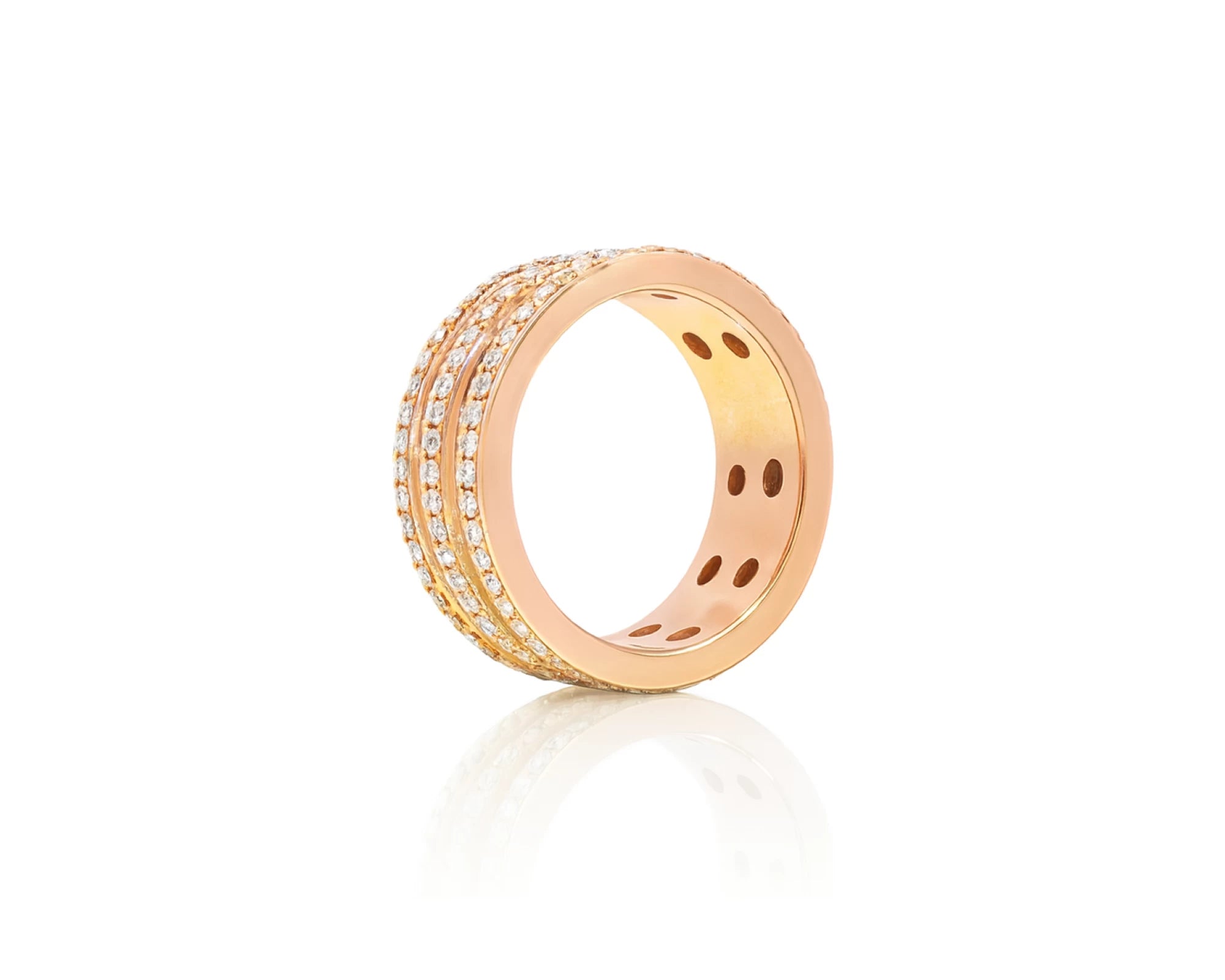 10k Gold Diamond Multi-Row Round-Cut Band Ring 4.00ct – lifestyle 1592