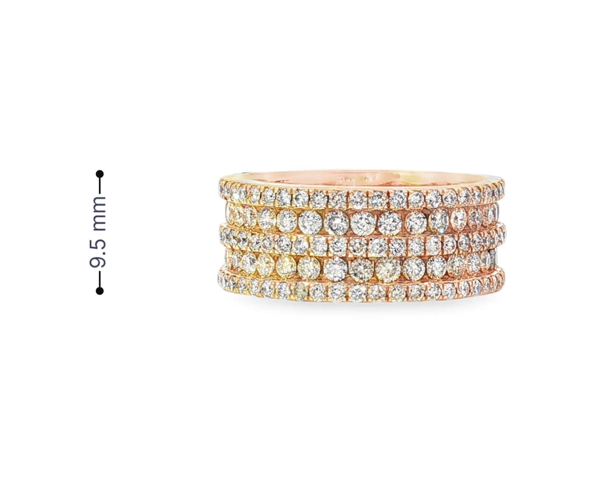 10k Gold Diamond Multi-Row Round-Cut Band Ring 4.00ct – lifestyle 3036