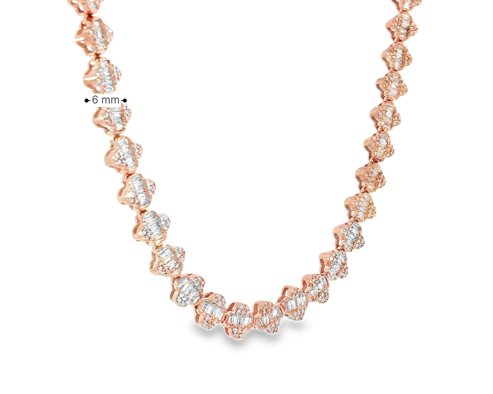 10k Gold Diamond Necklace with Baguette & Round - Cut Heart Motif Design 5.0ct - AVI THE JEWELER