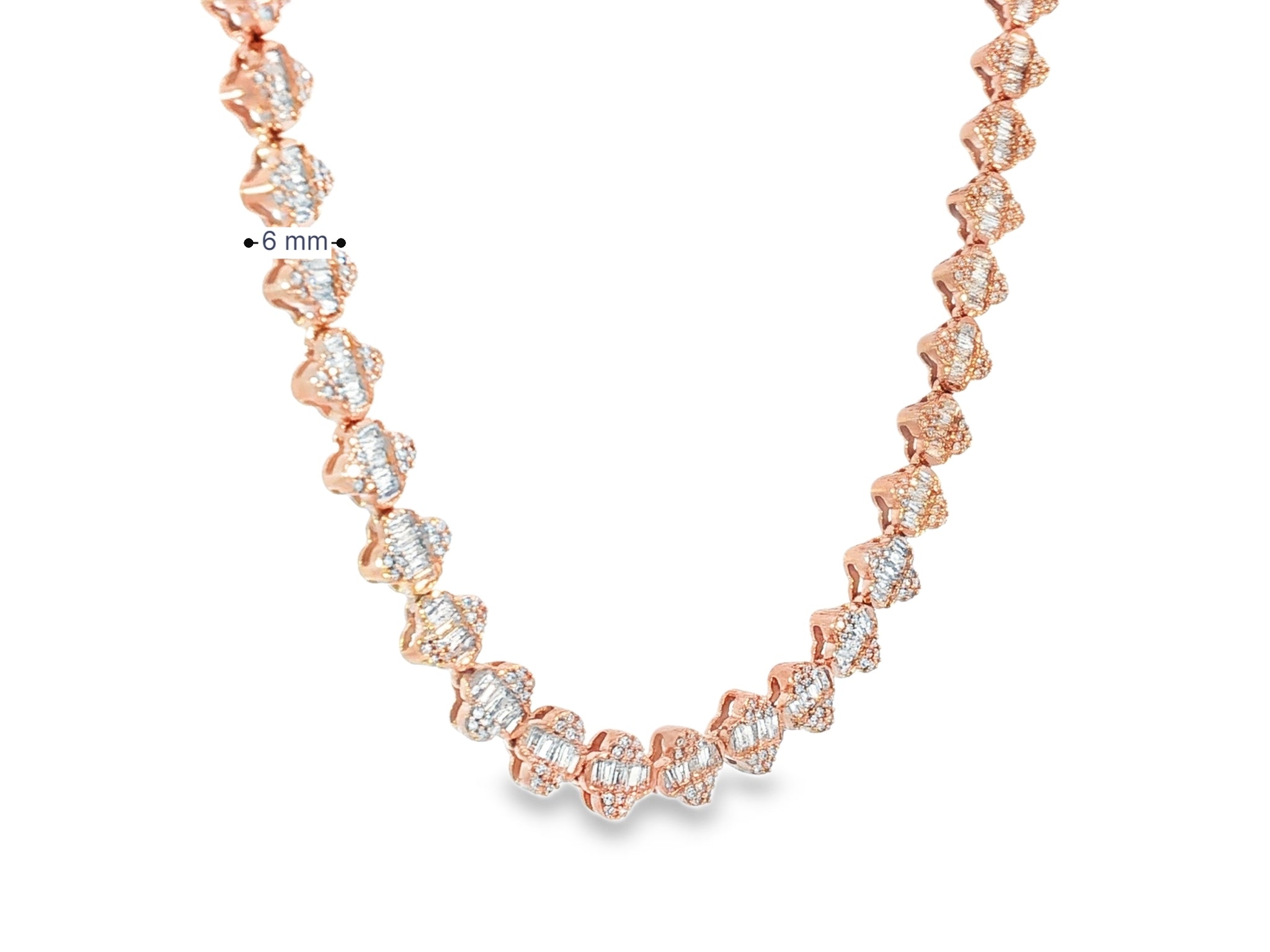 10k Gold Diamond Necklace with Baguette & Round - Cut Heart Motif Design 5.0ct - AVI THE JEWELER